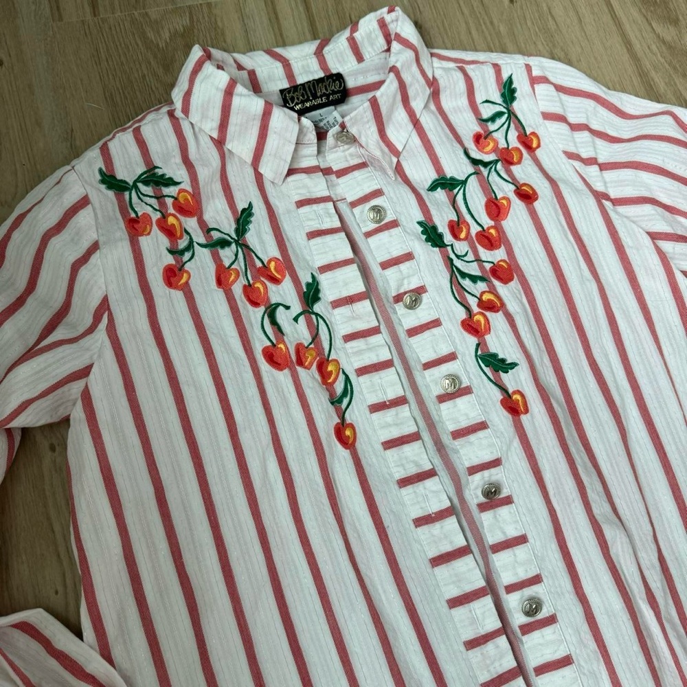 Vintage button down blouse with cherries